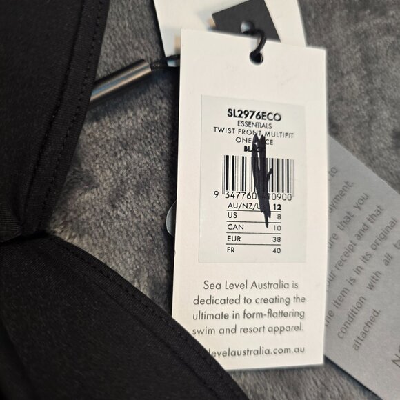 Sea Level Black Twist Front One Piece Swimsuit Women’s 8 Sustainable NWT - Picture 12 of 15